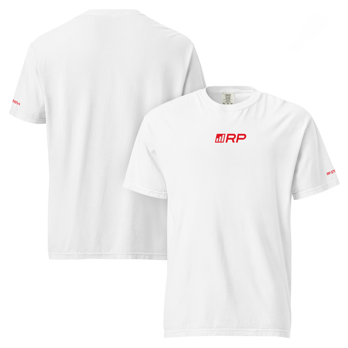RP Mini Logo Heavyweight Tee in White - front and back